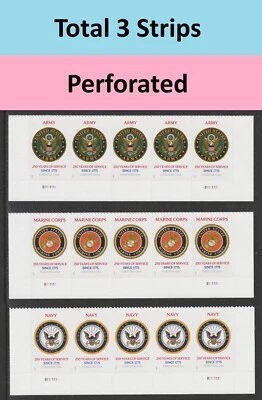 US 6003 6004 6005 Army Navy Marine Corps F plate strip set 5x3 MNH 2025 - Image 1 of 4