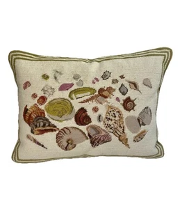 Sea shell needlepoint Petit Point Lumbar Accent Pillow - Picture 1 of 15