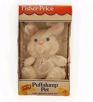Fisher Price Puffalump 白色兔子毛绒 1994 摇铃心 10 — 第 1/4 张图片