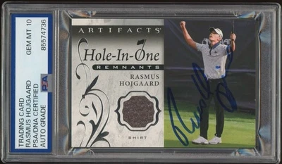 2021 UD Artifacts Golf Rasmus Hojgaard Hole In One Remants PSA GEM MT 10 AUTO RC - Image 1 of 2