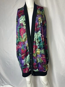 VINTAGE ROAMANS FLORAL CARDIGAN SIZE 3X ~ 4 BUTTONS IN FRONT BLACK ACCENT - Picture 1 of 5