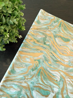 MARBLEIZED MINT Design Print Tissue Paper Sheets Choose Size & Package Amount - Image 1 of 4
