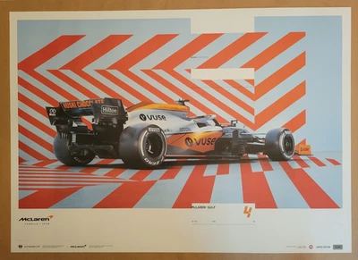 Lando Norris 2021 Monaco Grand Prix F1 Poster McLaren Gulf MCL35M 422/5000 - Image 1 of 4