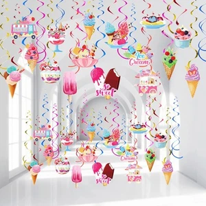 36 Pcs Ice Cream Party Decorations Ice Cream Hanging Swirls Colorful Swirl De - Picture 1 of 6