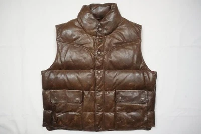 Ralph Lauren Blue Label Vest Jacket Brown Puffer Leather Plaid Western RARE L - Image 1 of 4