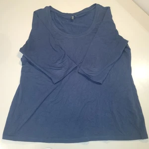 Camicia donna Cynthia Rowley taglia 2X elasticizzata manica 3/4 blu scuro girocollo - Foto 1 di 4