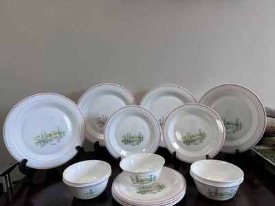 Service de vaisselle ancien – Porcelaine Arcopal décor champêtre - Photo 1/4