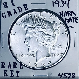 1934 P PEACE SILVER DOLLAR HI GRADE GENUINE U.S. MINT RARE KEY COIN 4598 - Picture 1 of 3