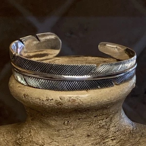 Sterling Silber Feder Armreif Armband von BBJ - Bild 1 von 11