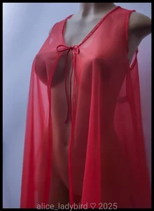 Vintage VANITY FAIR Babydoll TOP SHEER Chiffon LINGERIE Robe Gown Vest XS/S/M - Picture 1 of 5