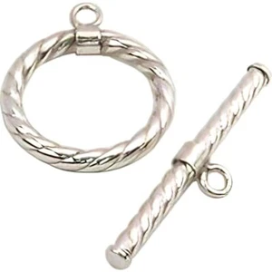Sterling Silver Toggle Clasp Swirl Chain Necklace - Picture 1 of 1
