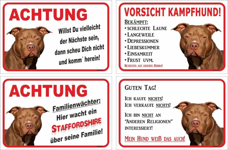 ADRILEO® Schild Achtung American Staffordshire Terrier Größe 15x20 bis 60x40cm Warnschild
