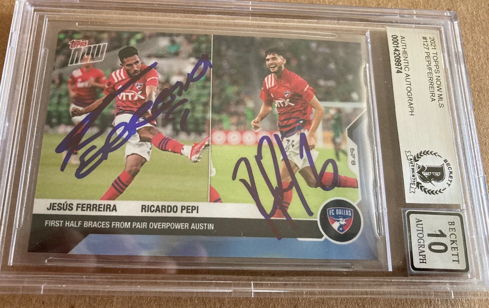 Ricardo Pepi & Jesus Ferreira Signed MLS Topps Now 2021 Card BAS Autograph 10 - Image 1 of 3