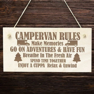 Funny Campervan Rules Sign Novelty Plaque Welcome Sign Retirement Gift - Picture 1 of 6
