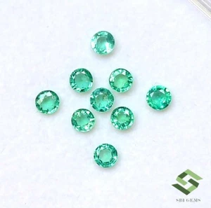 3.25 mm Natural Emerald Round Cut Lot 09 Pcs 1.06 CTS Calibrated Loose Gemstones - Picture 1 of 7
