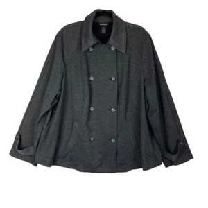 Lane Bryant Charcoal Grey Double Breasted Twill Coat Jacket Neutral Fall 28 - Picture 1 of 10