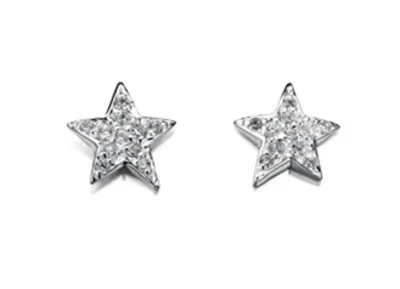 Stella Zircone Orecchini Argento Sterling 925 Marchiato Nuovo IN Scatola - Immagine 1 di 3