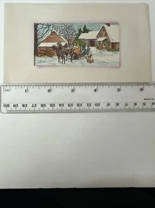 Vintage Art Deco Christmas Card - People Riding Horse Drawn Sleigh - Picture 1 of 3