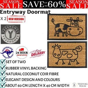 YES4HOMES 2 x Front Door Entryway Doormat Cursive Outdoor Entrance Entry Way Rug - Picture 1 of 12