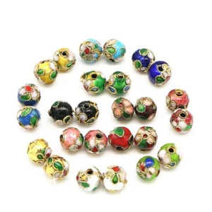 10pcs Cloisonne Enamel Round Spacer Loose Bead Jewelry Finding 6mm / 8mm - Picture 1 of 20