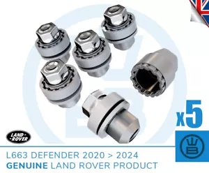 LAND ROVER DEFENDER 110 2020-2024 alloy wheel lock nuts genuine LR set of FIVE - Picture 1 of 9