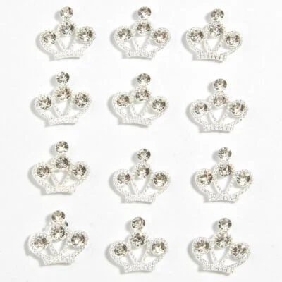 50Pcs 1.5cm 0.59" Silver Flower Rhinestone Buttons For Wedding Decoration Craft - Image 1 of 3