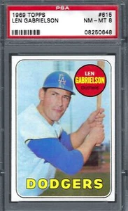 1969 Topps #615 PSA 8 Len Gabrielson Dodgers 615 - Picture 1 of 2