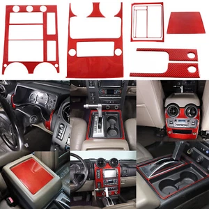 8Pcs Red Carbon Fiber Full Interior Dash Trim Cover Set For Hummer H2 2003-2007 - Foto 1 di 22