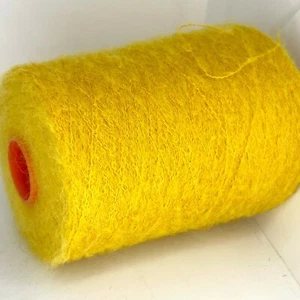 Yellow WOOL MOHAIR LACE WEIGHT Yarn Cone for Knitting Hand Machine Craft - Picture 1 of 4