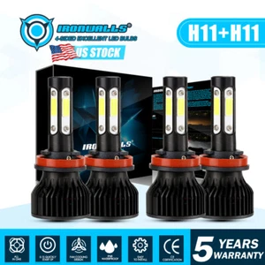 4 Side H8 H11 LED Headlight Bulbs High Low Beam For Can-Am Defender HD5 HD8 HD10 - Picture 1 of 12