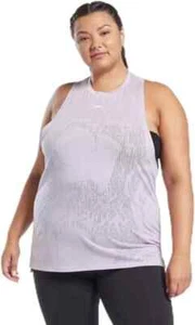 Reebok Women's Plus Size Activewear Lightweight Burnout Tank Top Purple Oasis 1X - Picture 1 of 8