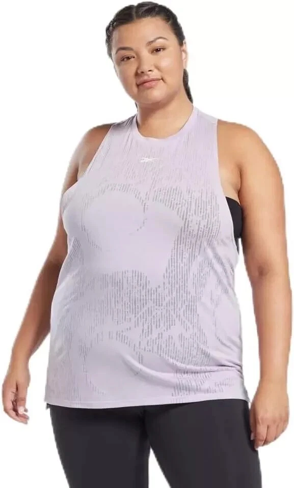 Reebok Women's Plus Size Activewear Lightweight Burnout Tank Top Purple Oasis 1X