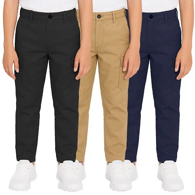 Boys Everyday Wear Super Stretch Cotton Cargo Pants (Size 8-18) 3-Pack Free Ship - Image 1 of 2
