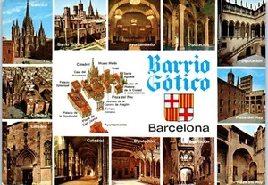 Barrio Gotico, Barcelona, Spain Multiview Postcard - Picture 1 of 2