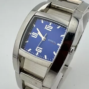 VTG Breil Tribe Quartz Watch Women 30m Silver Steel Blue Barrel New Battery 6.5" - Picture 1 of 6