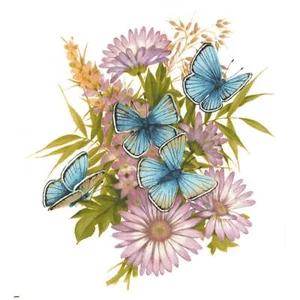 Blue Garden Butterflies Overglaze Waterslide Ceramic Decals - Picture 1 of 6