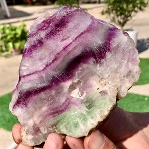 380G Natural beautiful Rainbow Fluorite Crystal Rough slices stone specimens - Picture 1 of 22