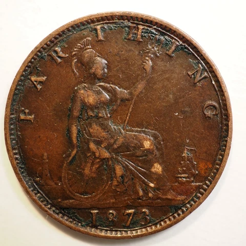 BRITAIN 1873 Farthing  Victoria-  **NICE** FREE SHIPPING A3960 Cover