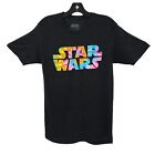 T-shirt z logo Star Wars Tie Dye z grafiką damski M tęcza piąte słońce nakrapiany czarny