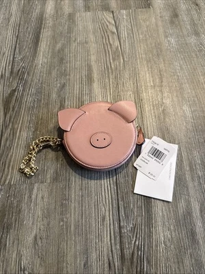NWT COACH LUNAR PIGGY PINK LEATHER ZIP COIN CASE/PURSE CHAIN STRAP 53619 - Image 1 of 4