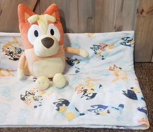 Bingo Bluey Plush 16" Stuffed Animal And Blanket Cartoon Dog Disney Stuffie 2 Pc - Picture 1 of 7