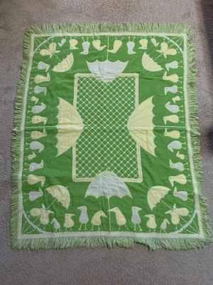 MANTA BEBÉ REVERSIBLE VINTAGE RARA 1971 LEONARDO TELARES PARAGUAS Y PATOS Foto 1 de 4