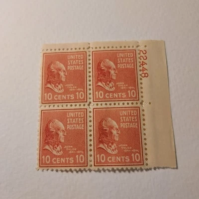 Stamps-4 stamp block-10 cent-President John Tyler-1938 - Image 1 of 3