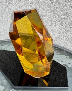 Decoración de escritorio de cristal amarillo vintage de mediados de siglo de ... - Imagen 1 de 10