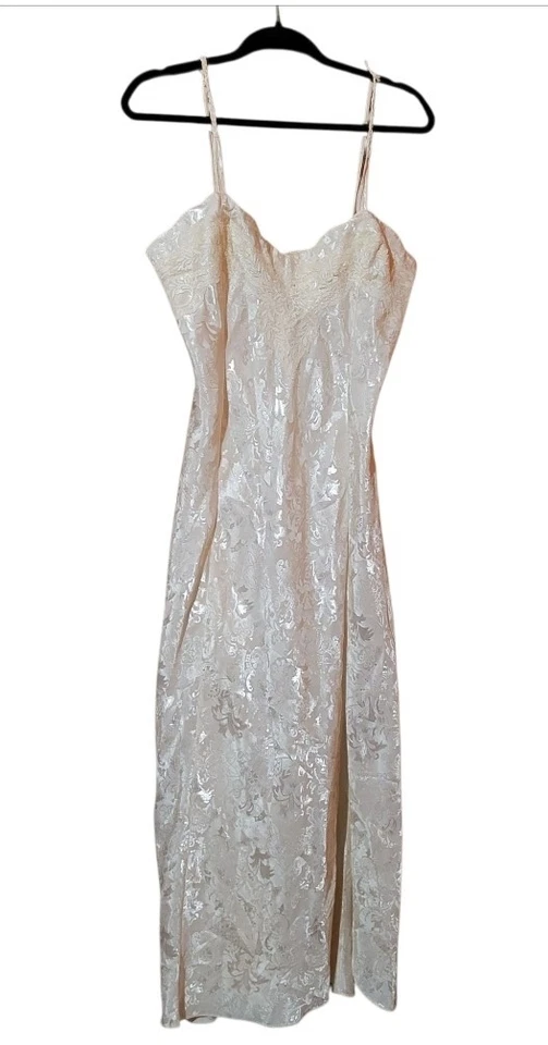 Camisón vintage Victoria's Secret marfil vestido sin mangas talla alta abertura talla grande  Foto 1 de 4
