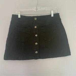 Forever 21 schwarzer Jeans Minirock Gr. 31 Knopf Druckknopf - Bild 1 von 11