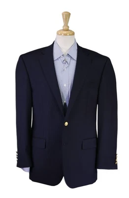 Lauren Ralph Lauren Mens Navy Blue Gold Buttons Blazer Wool Jacket 42R - Image 1 of 4