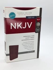 NKJV Bible New King James Version Red Leather Soft Giant Print Reference Bible - Imagen 1 de 20