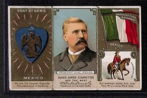 N126 Duque, Gobernantes, Banderas, Escudos de Armas Triple Pliegue, 1889, México, Presidente Díaz - Imagen 1 de 2