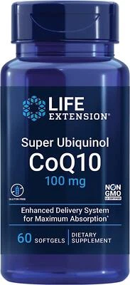 Life Extension Super Ubiquinol CoQ10 100mg CoEnzyme Q10 60 Softgels Heart Health